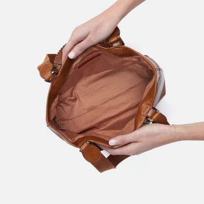 Romy Medium Tote In Polished Leather - Truffle | HOBO