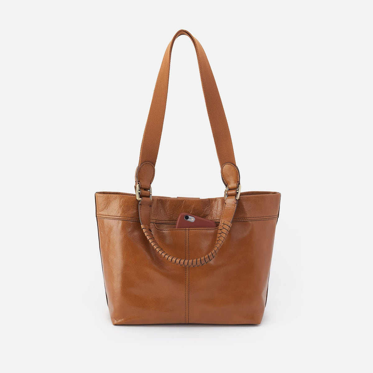 Romy Medium Tote In Polished Leather - Truffle | HOBO