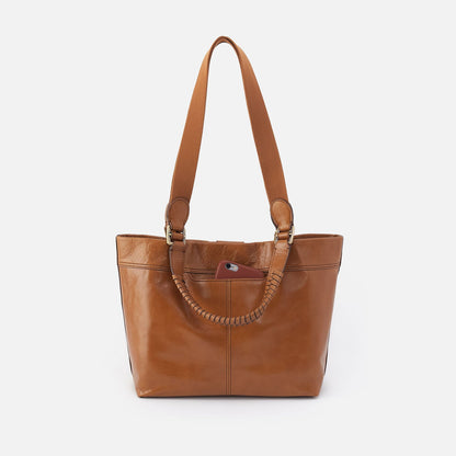 Romy Medium Tote In Polished Leather - Truffle | HOBO