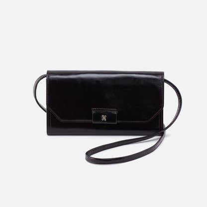 Romy Wallet Crossbody In Polished Leather - Black | HOBO