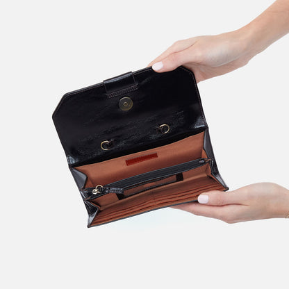 Romy Wallet Crossbody In Polished Leather - Black | HOBO