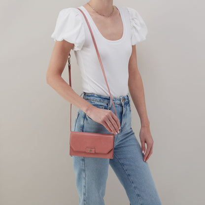 Romy Wallet Crossbody In Polished Leather - Rose | HOBO