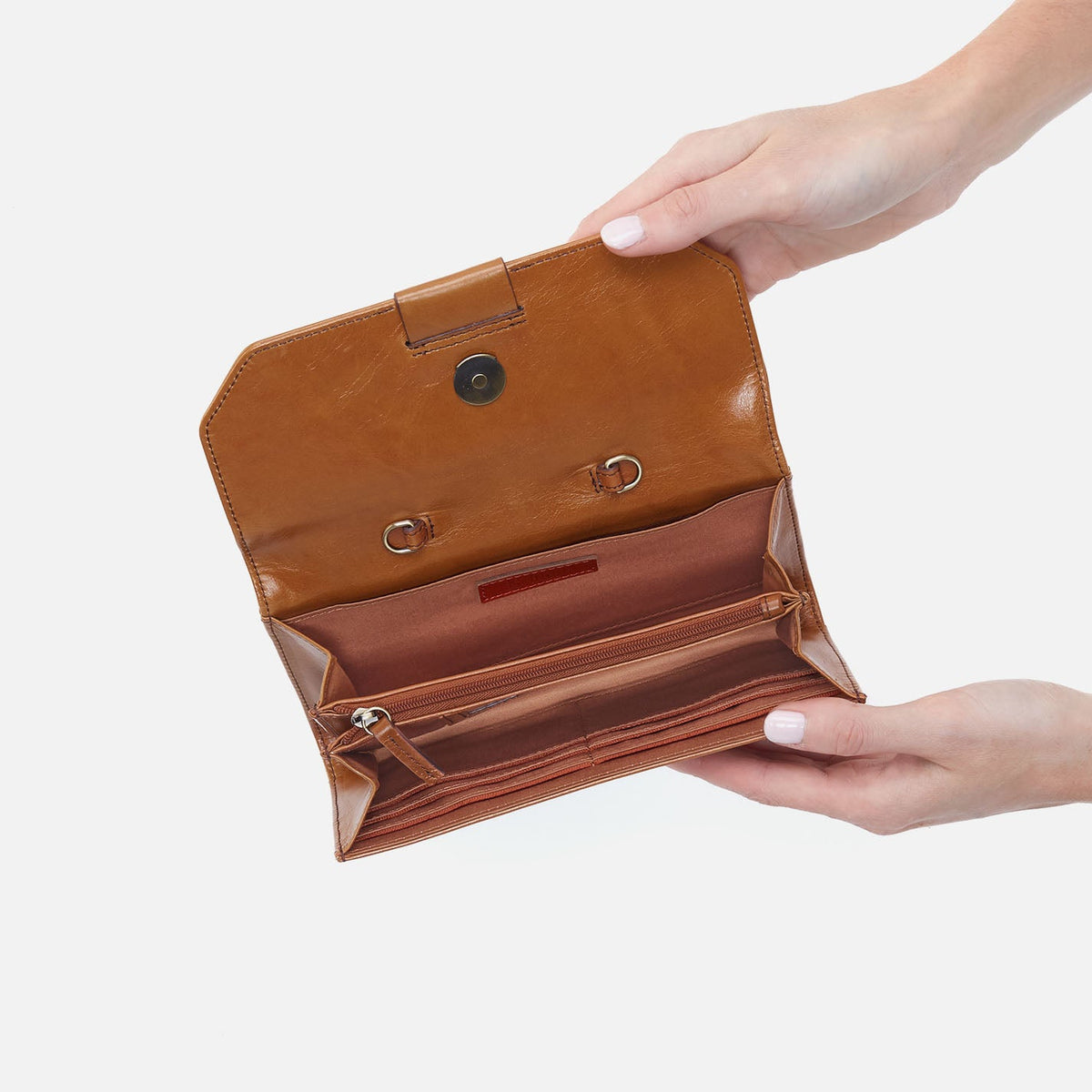 Romy Wallet Crossbody In Polished Leather - Truffle | HOBO