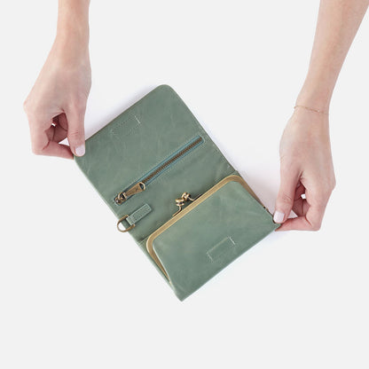 Ross Bead Wristlet In Polished Leather - Jade | HOBO