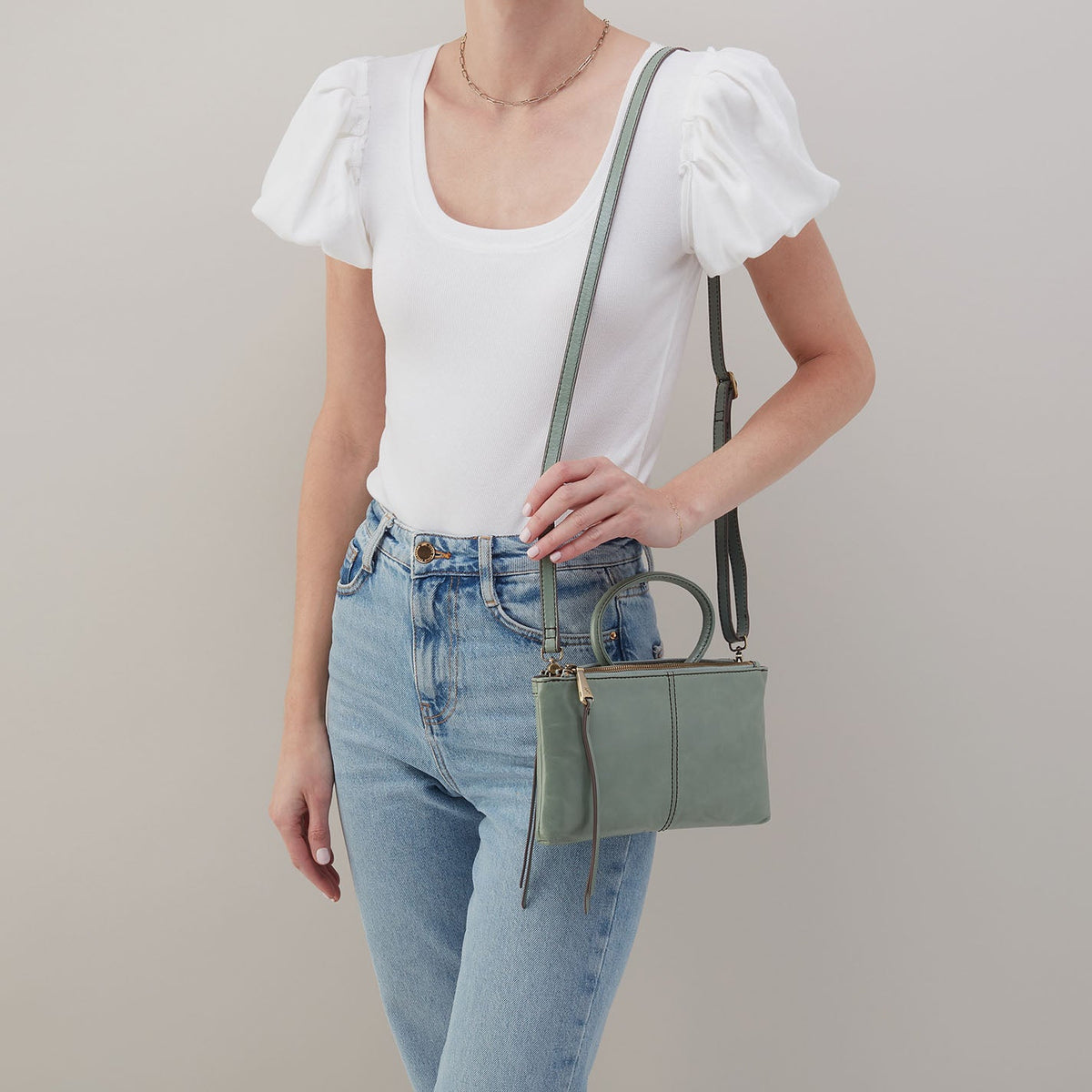 Sable Crossbody In Polished Leather - Jade | HOBO