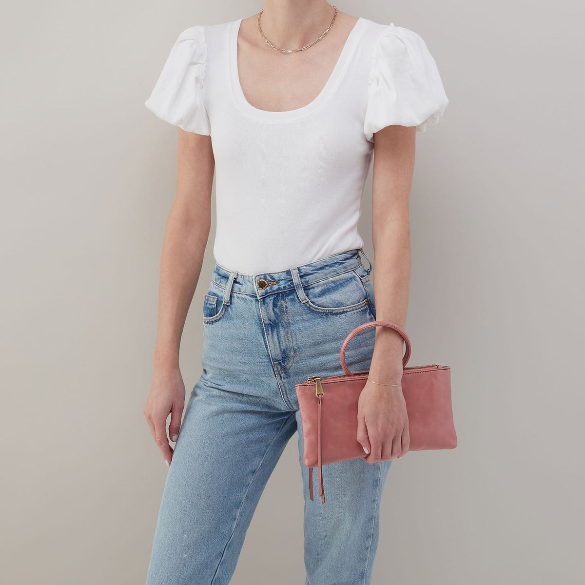 Sable Crossbody In Polished Leather - Rose | HOBO