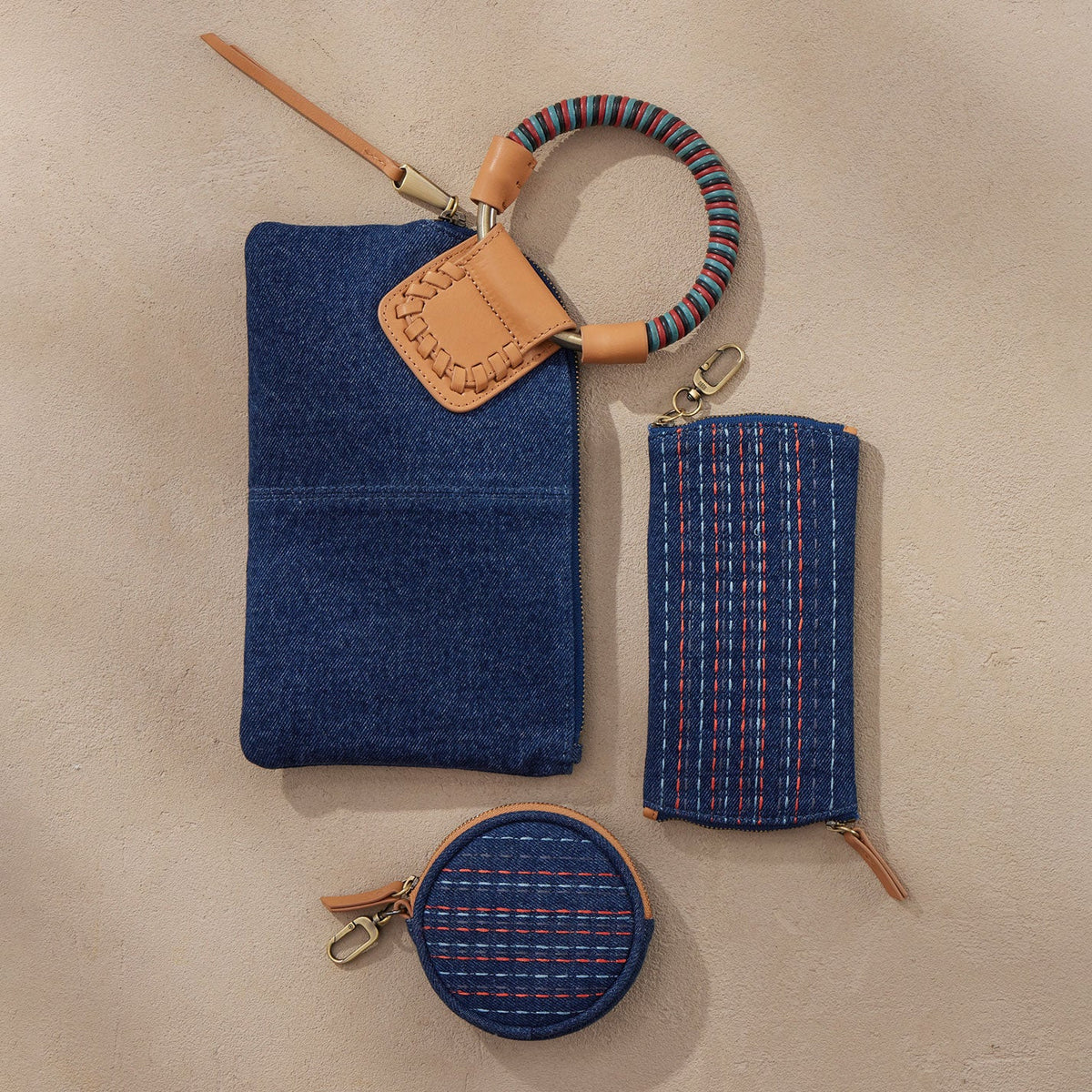 Sable Wristlet In Denim Fabric - Dark Denim | HOBO