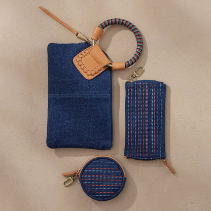 Sable Wristlet In Denim Fabric - Dark Denim | HOBO
