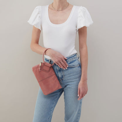Sable Wristlet In Polished Leather - Rose | HOBO