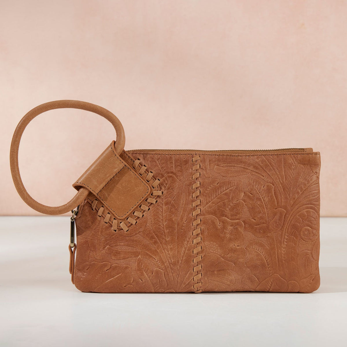 Sable Wristlet In Tooled Embossed Leather - Saddle Tooled Emboss | HOBO