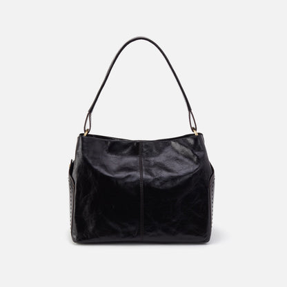 Seneca Shoulder Bag In Polished Leather - Black | HOBO