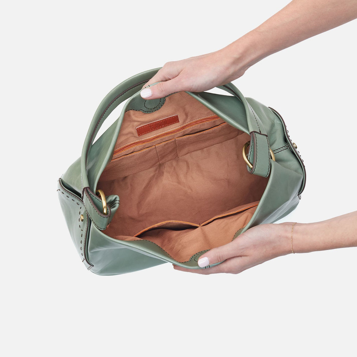 Seneca Shoulder Bag In Polished Leather - Jade | HOBO