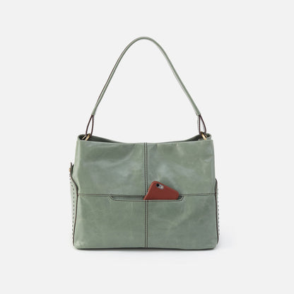 Seneca Shoulder Bag In Polished Leather - Jade | HOBO