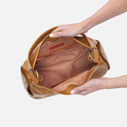 Seneca Shoulder Bag In Polished Leather - Natural | HOBO