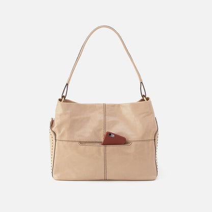 Seneca Shoulder Bag In Polished Leather - Sand | HOBO