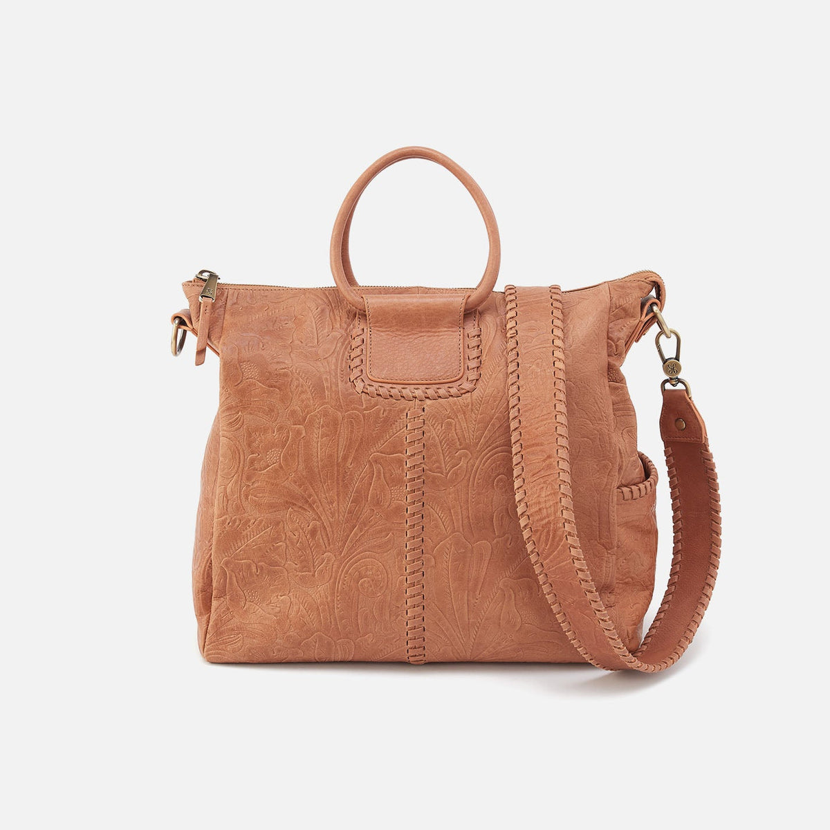 Sheila Large Satchel In Tooled Embossed Leather - Saddle Tooled Emboss | HOBO