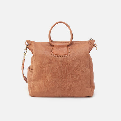 Sheila Large Satchel In Tooled Embossed Leather - Saddle Tooled Emboss | HOBO