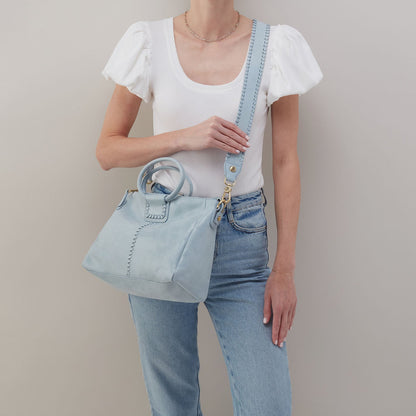 Sheila Medium Satchel In Buffed Leather - Sky | HOBO