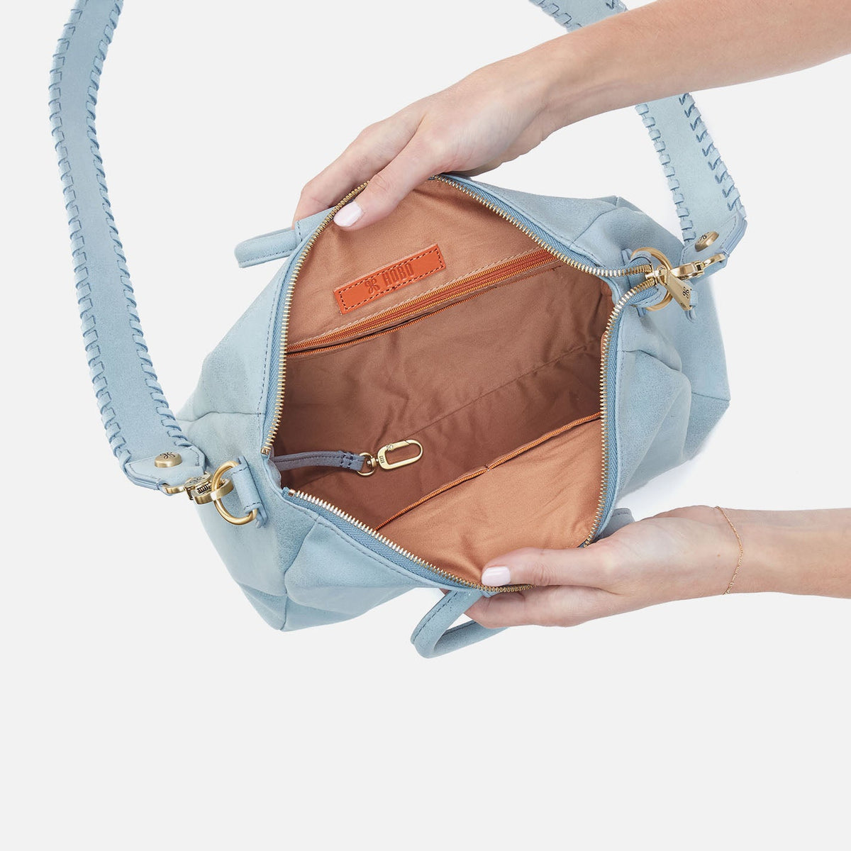 Sheila Medium Satchel In Buffed Leather - Sky | HOBO