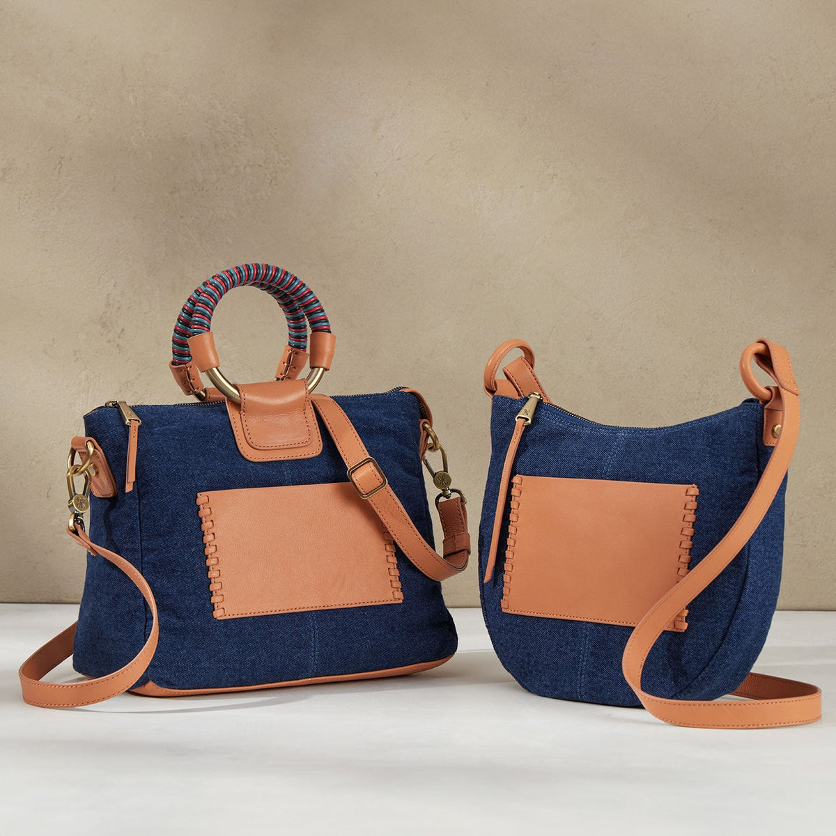 Sheila Medium Satchel In Denim Fabric - Dark Denim | HOBO