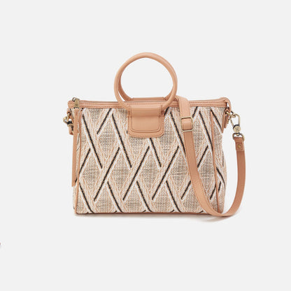 Sheila Medium Satchel In Multi Weave With Leather Trim - Cream Raffia | HOBO