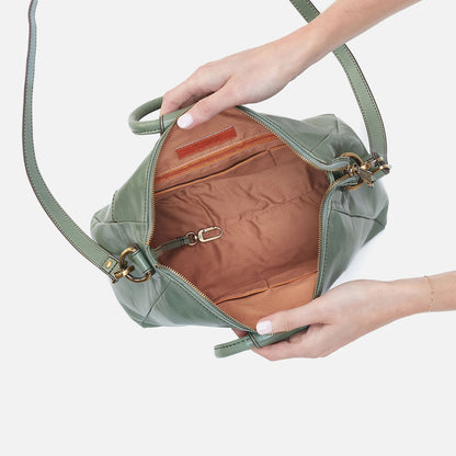 Sheila Medium Satchel In Polished Leather - Jade | HOBO