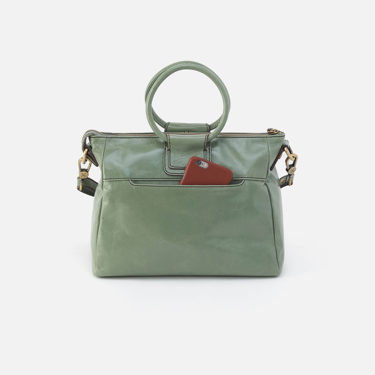 Sheila Medium Satchel In Polished Leather - Jade | HOBO