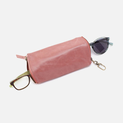 Spark Double Eyeglass Case In Polished Leather - Rose | HOBO