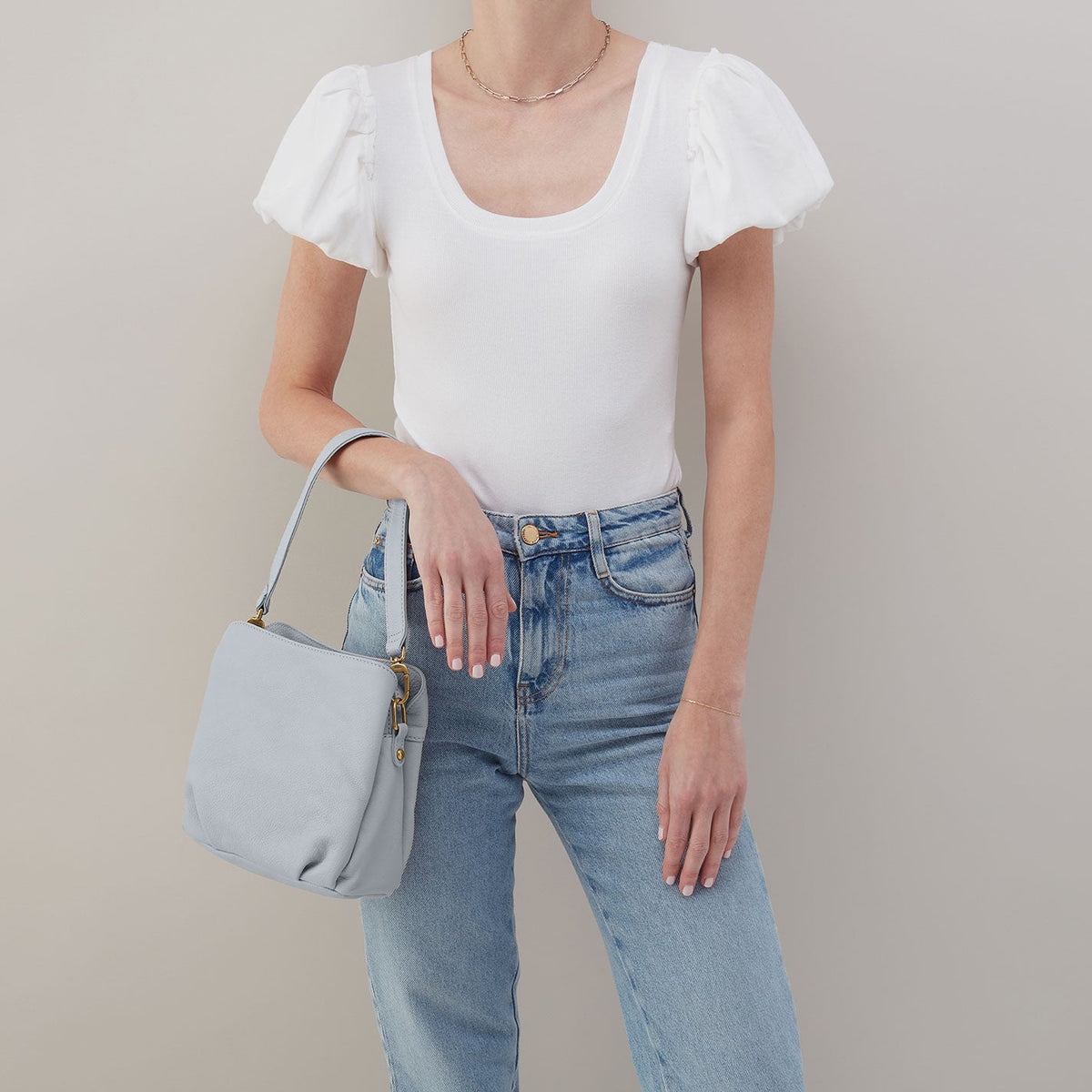 Starr Convertible Shoulder Bag in Pebbled Leather - Blue Pearl | HOBO