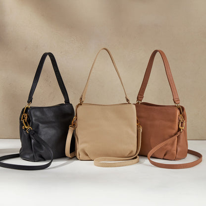 Starr Convertible Shoulder Bag in Pebbled Leather - Linen | HOBO