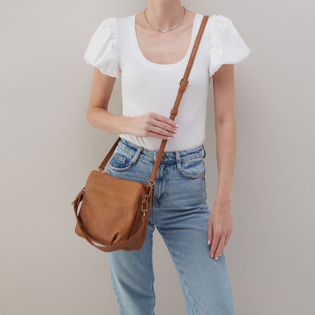 Starr Convertible Shoulder Bag in Pebbled Leather - Warm Honey | HOBO