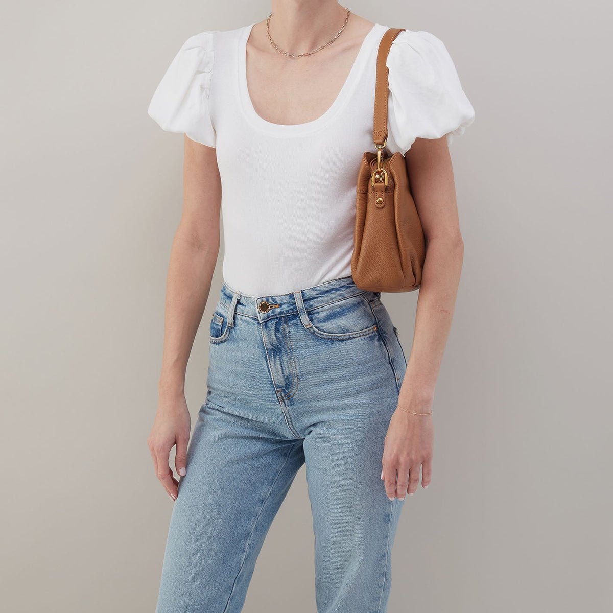 Starr Convertible Shoulder Bag in Pebbled Leather - Warm Honey | HOBO