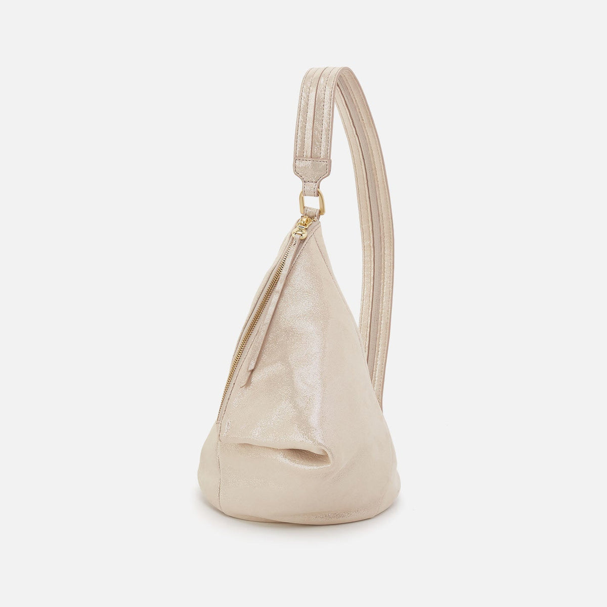 Sway Small Sling In Metallic Leather - Sand Shimmer | HOBO