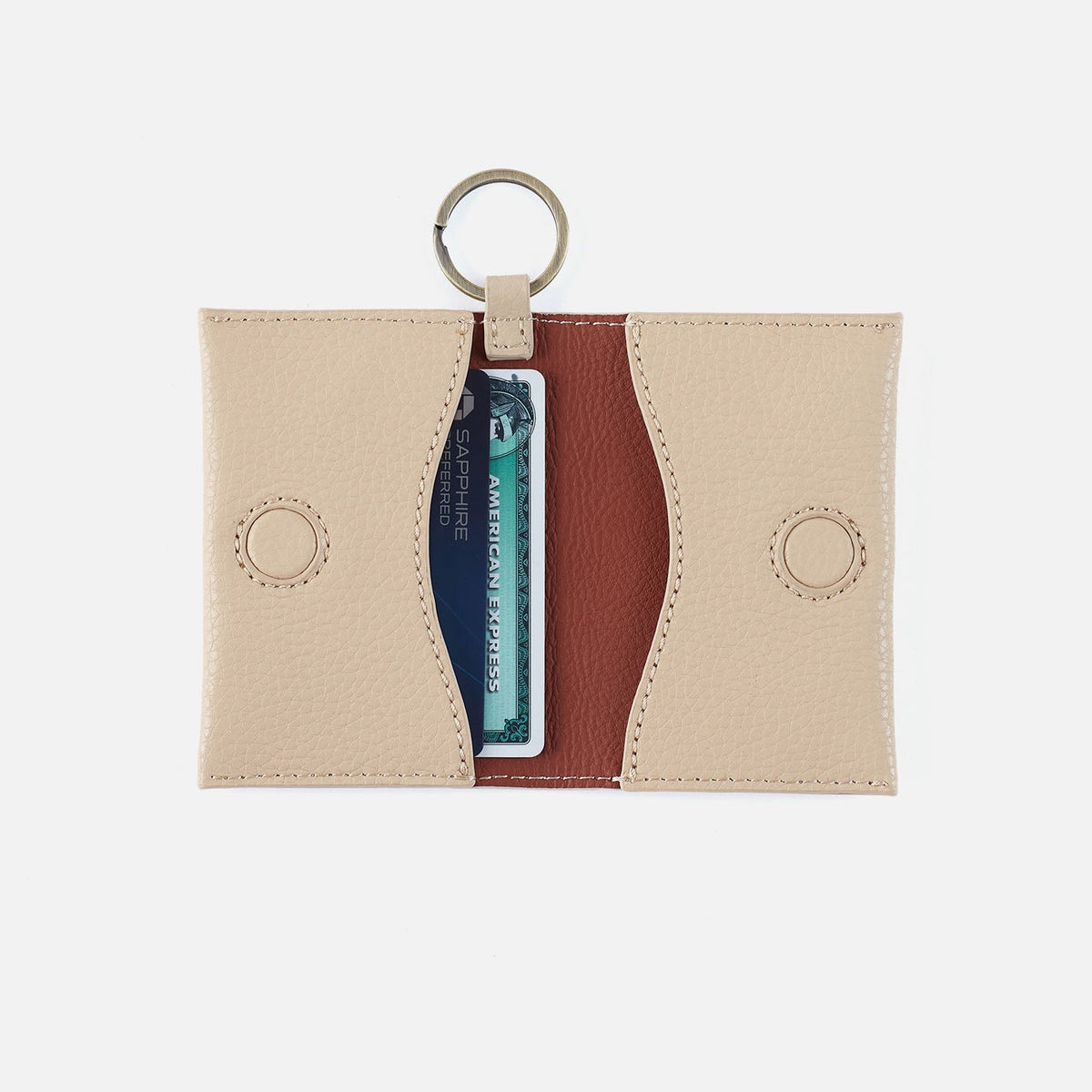 Vida Card Case in Micro Pebbled Leather - Almond | HOBO