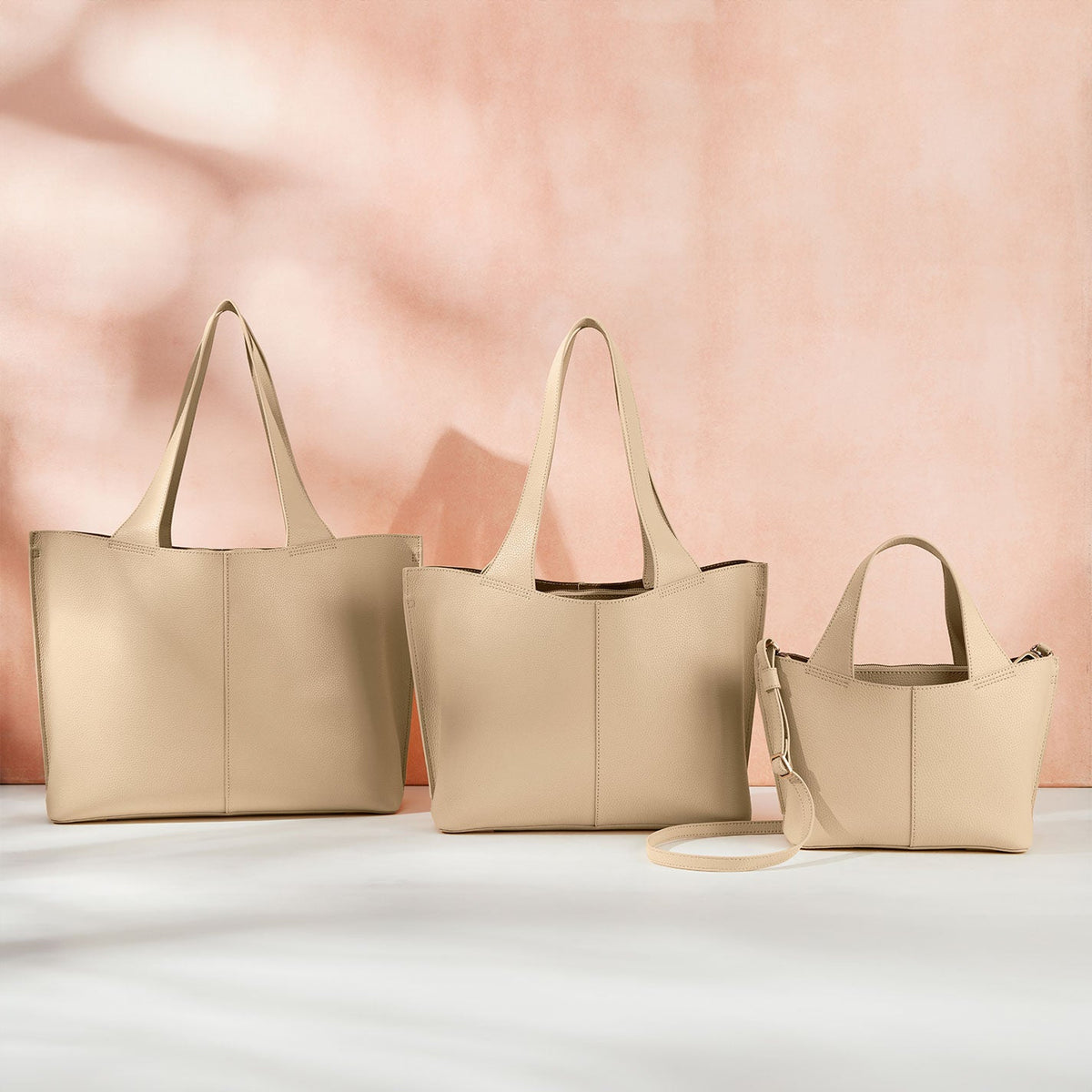 Vida Small Tote in Micro Pebbled Leather - Almond | HOBO