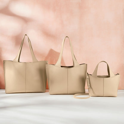 Vida Small Tote in Micro Pebbled Leather - Almond | HOBO
