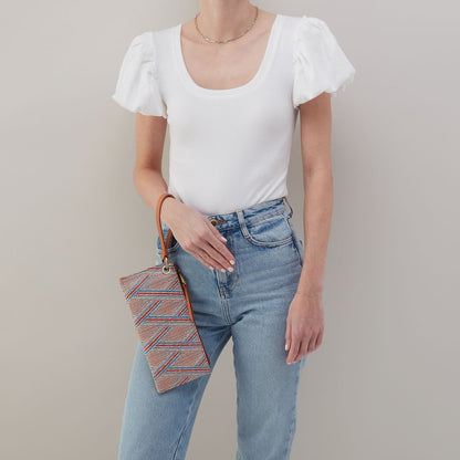 Vida Wristlet In Multi Weave With Leather Trim - Sunset Raffia | HOBO