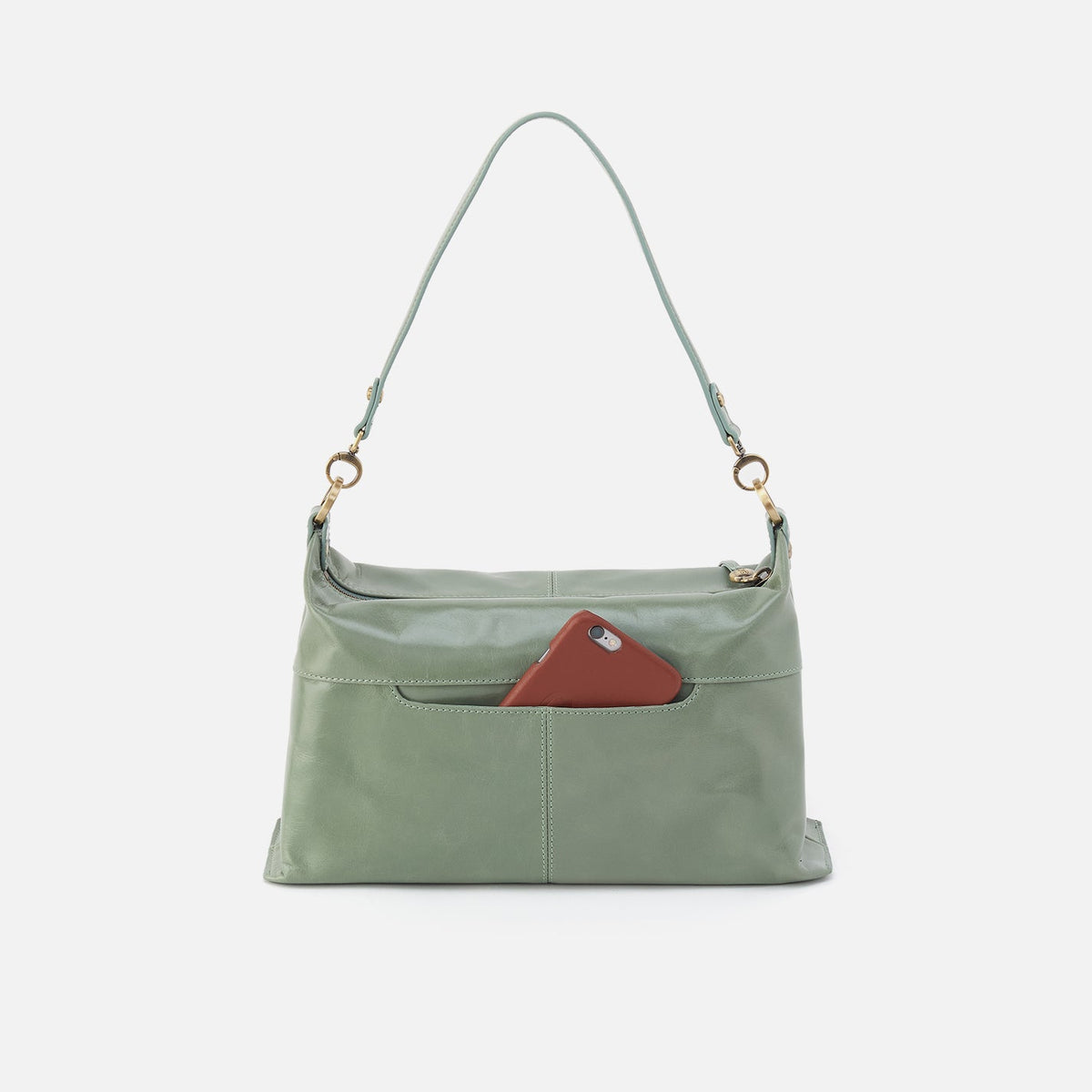 Avon Shoulder Bag In Polished Leather - Jade | HOBO