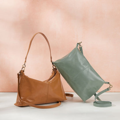 Avon Shoulder Bag In Polished Leather - Natural | HOBO