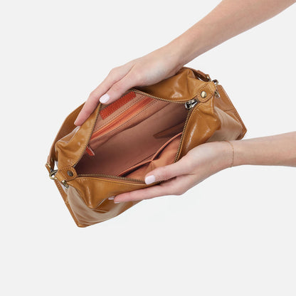 Avon Shoulder Bag In Polished Leather - Natural | HOBO