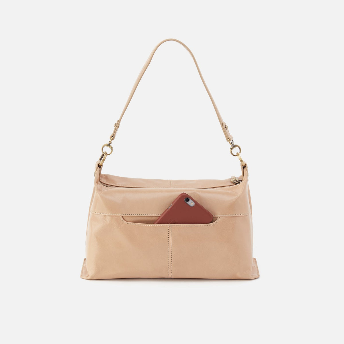 Avon Shoulder Bag In Polished Leather - Sand | HOBO