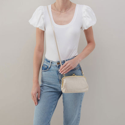 Cora Wallet Crossbody In Metallic Leather - Sand Shimmer | HOBO