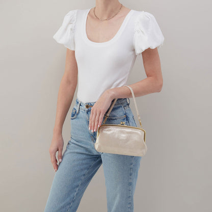 Cora Wallet Crossbody In Metallic Leather - Sand Shimmer | HOBO