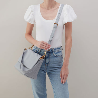 Harley Convertible Shoulder Bag In Pebbled Leather - Blue Pearl | HOBO