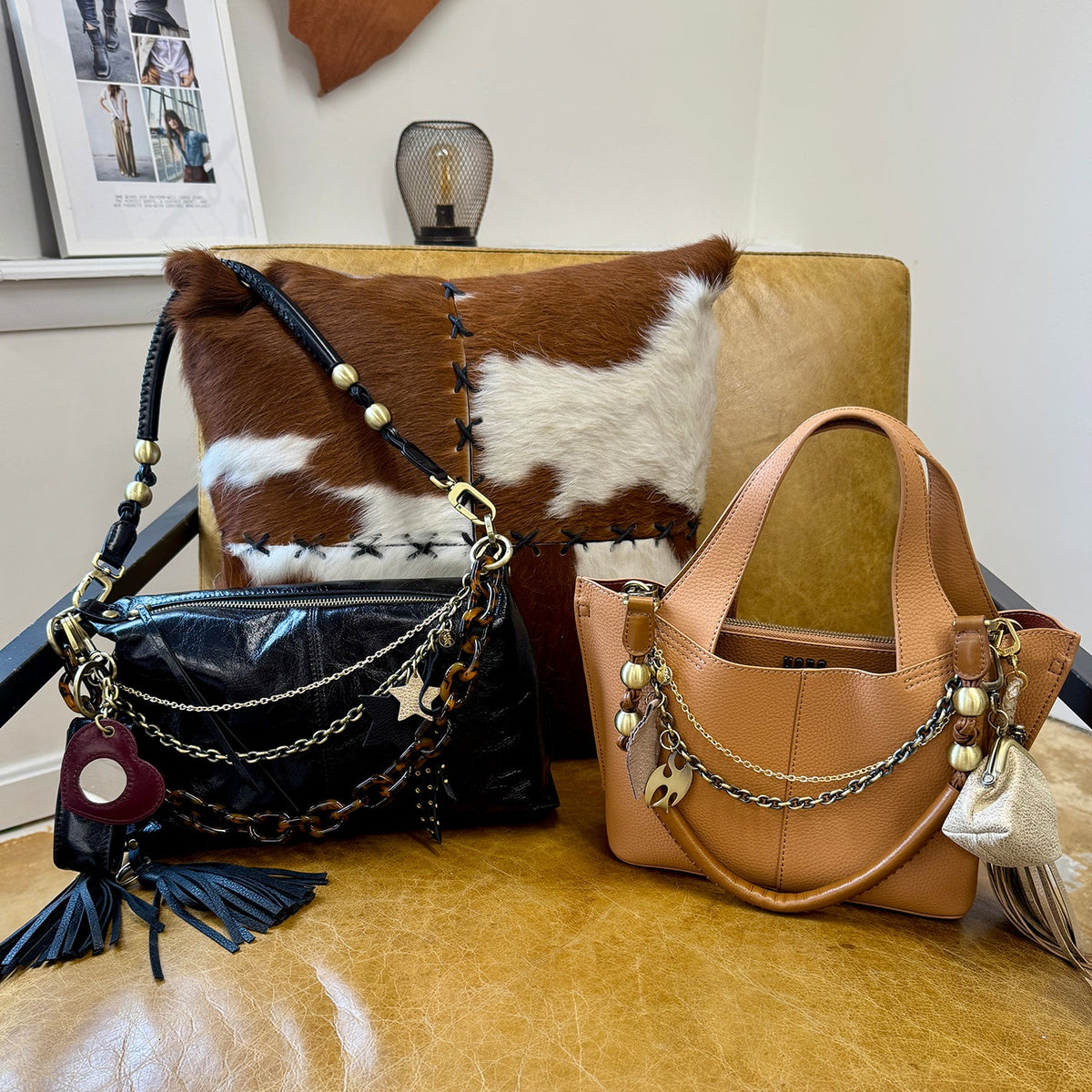 Stardust Bag Swag in Pebbled Leather - Black | HOBO