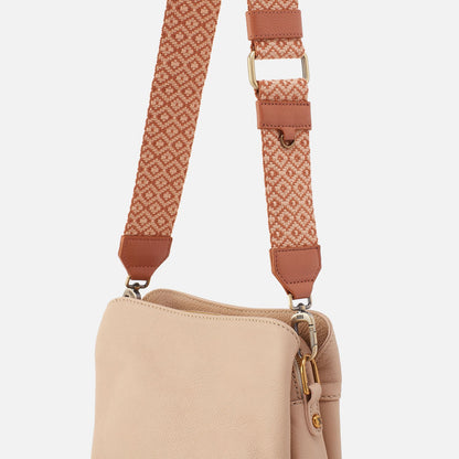 Webbing Strap In Webbing Fabric With Pebbled Leather Trim - Desert Sun | HOBO
