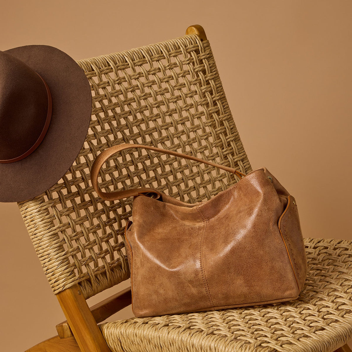 Seneca Shoulder Bag In Buffed Leather - Whiskey | HOBO