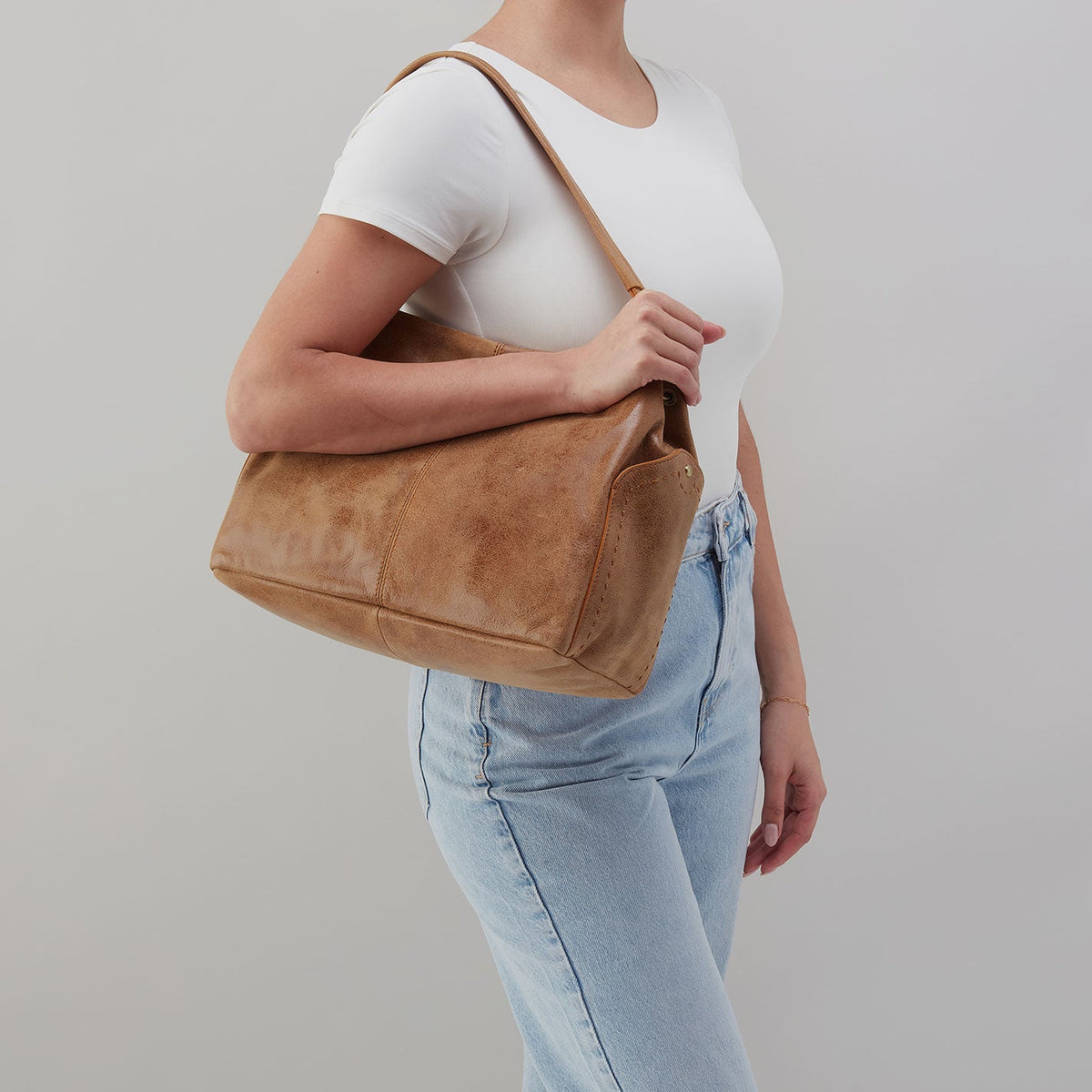 Seneca Shoulder Bag In Buffed Leather - Whiskey | HOBO