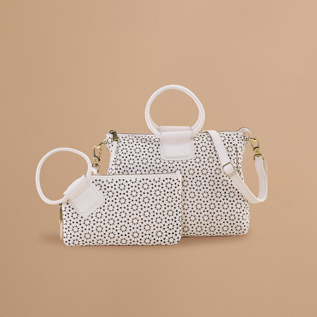Sable Wristlet In Perforated Leather - Ecru Daisy Perf | HOBO