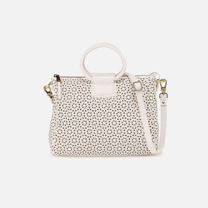 Sheila Medium Satchel In Perforated Leather - Ecru Daisy Perf | HOBO